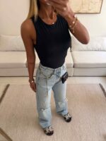 شلوار زاپ دار استریت ZARA آبی WIDE LEG - Image 3