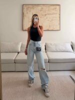 شلوار زاپ دار استریت ZARA آبی WIDE LEG - Image 3