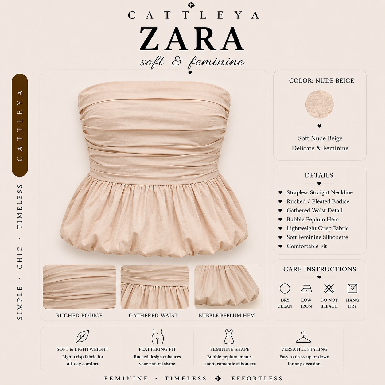 سثق تاپ دکلته ZARA کرم - Image 1
