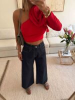 شلوار جین واید لگ برند H&M رنگ Deep Navy - Image 2