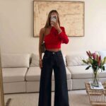 شلوار جین واید لگ برند H&M رنگ Deep Navy