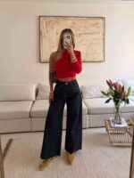 شلوار جین واید لگ برند H&M رنگ Deep Navy - تصویر 4