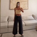 شلوار واید لگ جین H&M ذغالی