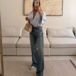 شلوار جین واید لگ ZARA آبی تیره