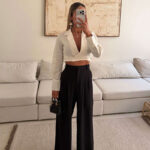 شلوار واید لگ کرپ H&M مشکی