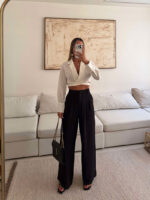 شلوار واید لگ کرپ H&M مشکی - Image 2