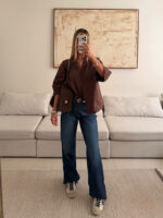 شومیز لینن H&M رنگ موکا تیره - Image 4