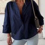 شومیز لینن H&M رنگ سرمه ای