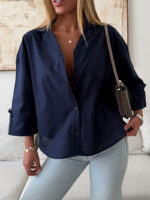 شومیز لینن H&M رنگ سرمه ای