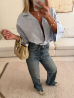 شلوار جین واید لگ ZARA آبی تیره - Image 3