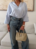 شومیز لینن H&M رنگ آبی اسکای - Image 2