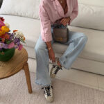 شومیز لینن H&M رنگ صورتی پاستلی