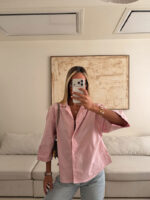 شومیز لینن H&M رنگ صورتی پاستلی - Image 3