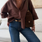 شومیز لینن H&M رنگ موکا تیره