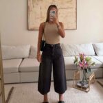 شلوار جین ZARA مدل Cropped Relaxed Straight رنگ مشکی ذغالی