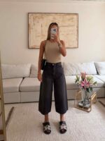 شلوار جین ZARA مدل Cropped Relaxed Straight رنگ مشکی ذغالی