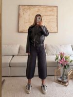 شلوار جین ZARA مدل Cropped Relaxed Straight رنگ مشکی ذغالی - Image 4