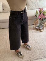 شلوار جین ZARA مدل Cropped Relaxed Straight رنگ مشکی ذغالی - Image 3