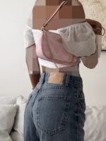 River Island-Off- Greey Shoulder Smocked Crop Top-White - Image 2
