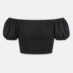 River Island-Off- Black Shoulder Smocked Crop Top