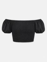 River Island-Off- Black Shoulder Smocked Crop Top - Image 3