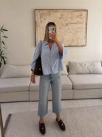 شومیز RELAXED LINEN 100% MANGO رنگ SKY BLUE
