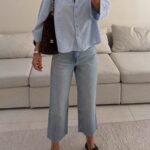 شومیز RELAXED LINEN 100% MANGO رنگ SKY BLUE