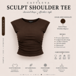 River Island | Sculpt Shoulder Tee (Deep Chocolate)