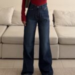 شلوار جین واید لگ H&M l Navy Blue