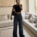 شلوار جین واید لگ H&M l Navy Blue