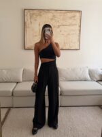 شلوار واید لگ کرپ H&M مشکی