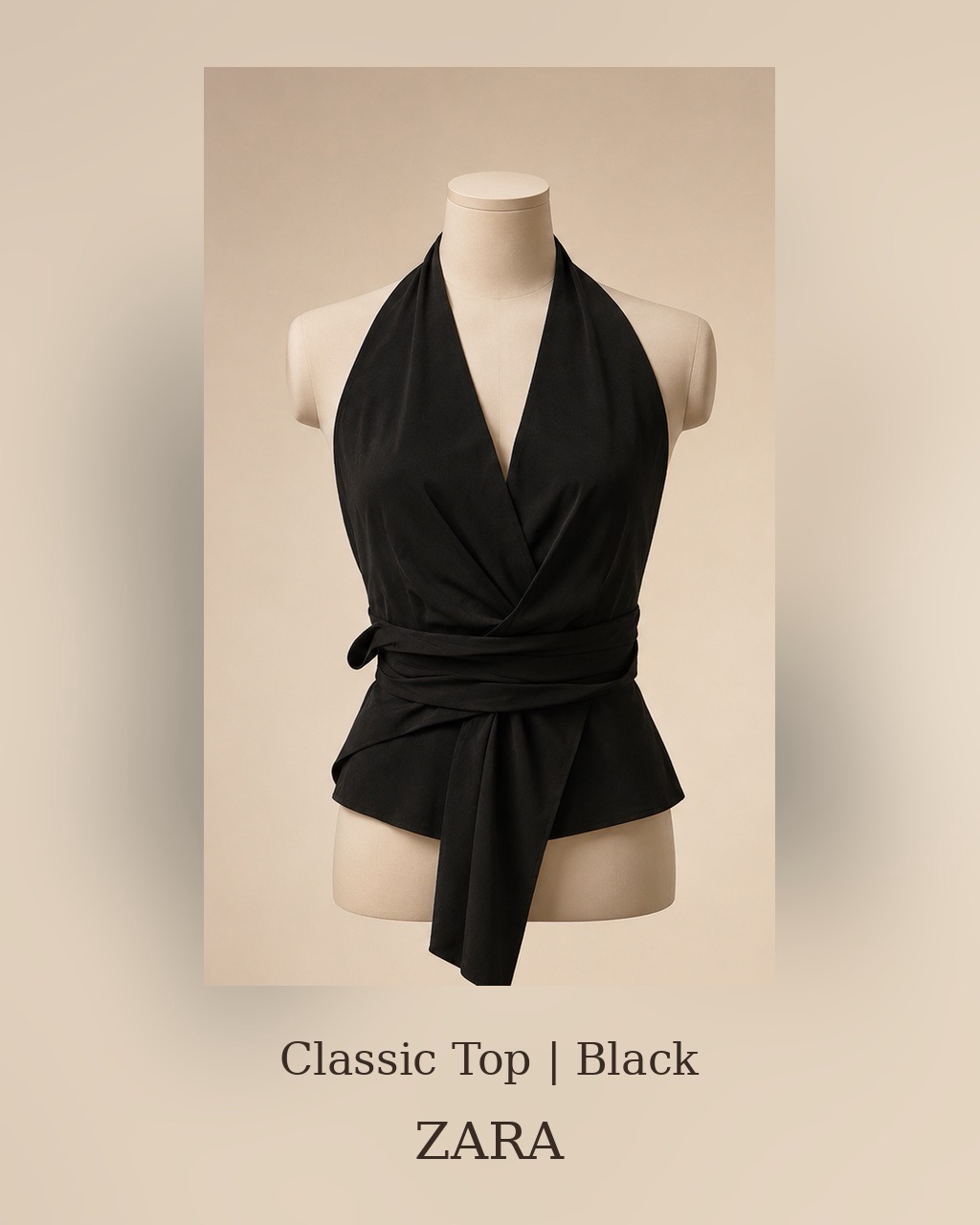 zara_classic_top_black_front_view Large تاپ کلاسیک ZARA مشکی - Image 1