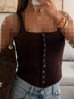 River Island | Cocoa Snap-Front Top - Image 2