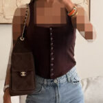 River Island | Cocoa Snap-Front Top