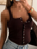 River Island | Cocoa Snap-Front Top - Image 4