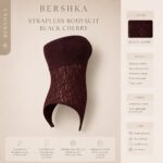 Black Cherry- Bershka Strapless Bodysuit - Image 3