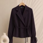 ZARA Soft Wrap Blazer | Deep Charcoal Plum