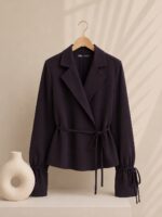 ZARA Soft Wrap Blazer | Deep Charcoal Plum