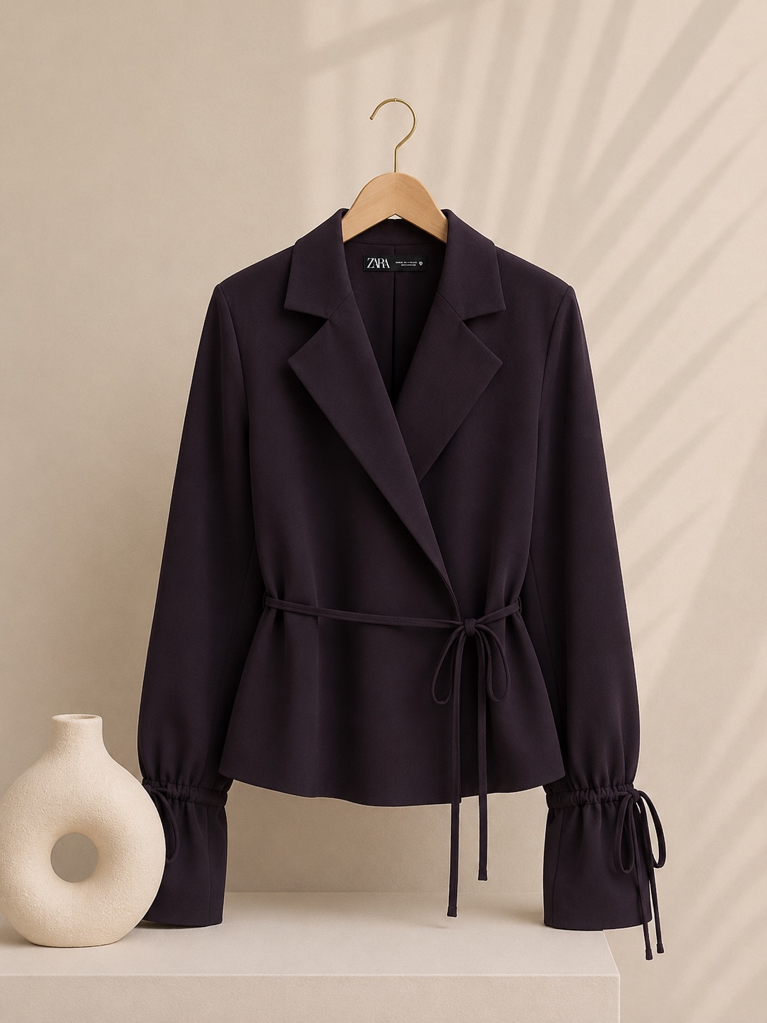 ChatGPT Image Jul 2, 2026 at 06_53_35 PM ZARA Soft Wrap Blazer | Deep Charcoal Plum - Image 1