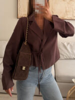 ZARA Soft Wrap Blazer | Rosewood Cocoa - Image 4
