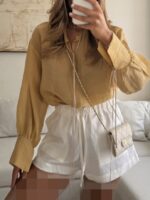 CATTLEYA Linen Shorts | Ivory White
