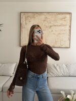 H&m-Lace Blouse Brown