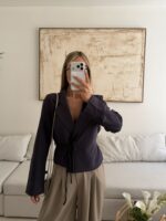 ZARA Soft Wrap Blazer | Deep Charcoal Plum