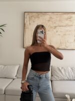 Sterdivarius-Noir Sheer Tube Top