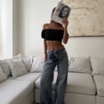 River Island-Off- Black Shoulder Smocked Crop Top