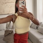river-island- Lemon Yellow-one shoulder Top