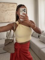 river-island- Lemon Yellow-one shoulder Top