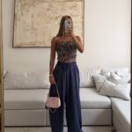 Flowy Wide Leg Pants-Dusty Navy