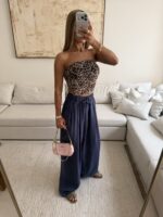 Flowy Wide Leg Pants-Dusty Navy - Image 5
