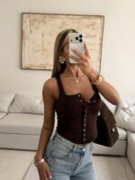 River Island | Cocoa Snap-Front Top - Image 3